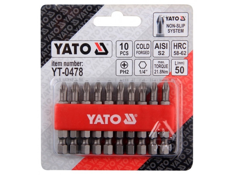 YATO Bithegy PH2 x 50 mm (10 buc) - 1 | YEO