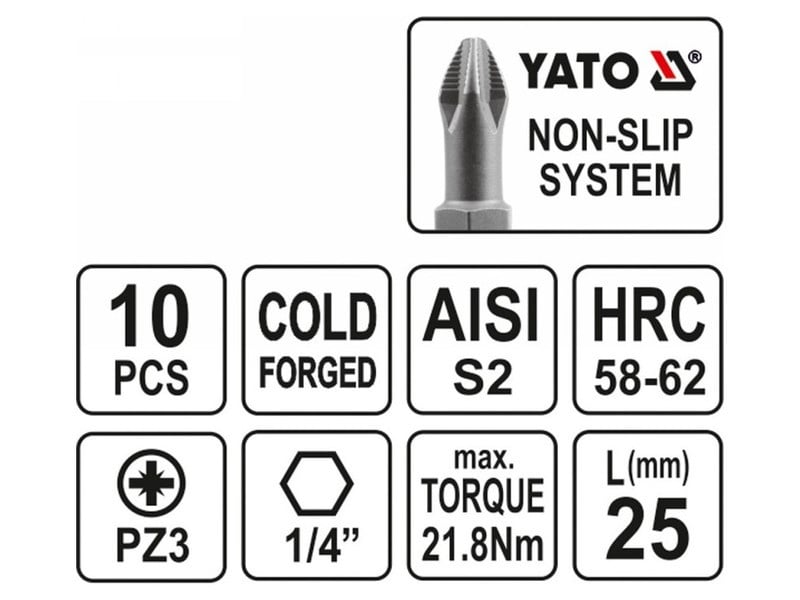 YATO Bithegy PZ3 x 25 mm (10 buc)