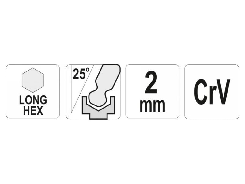 YATO Cheie Allen cu cap sferic lung 2,0 mm CrV - 1 | YEO