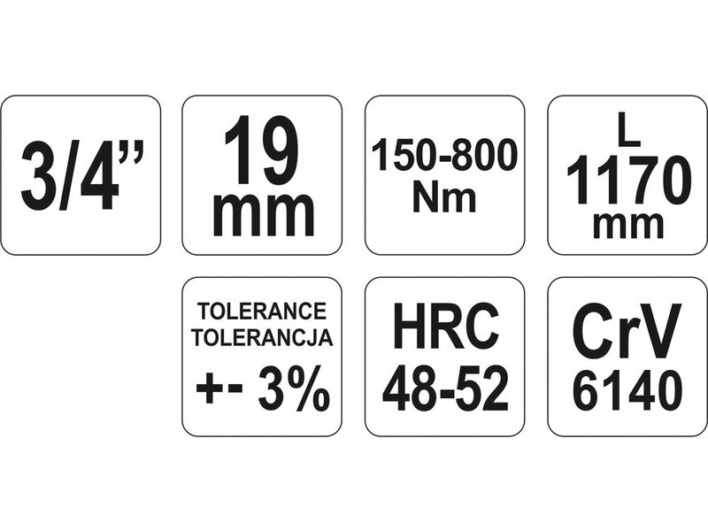 YATO Cheie dinamometrică 3/4" 150-800 Nm / 1155-1175 mm CrV