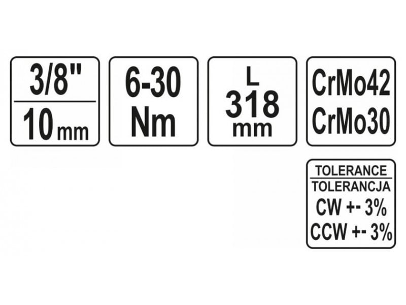 YATO Cheie dinamometrică 3/8" 6-30 Nm / 295-316 mm