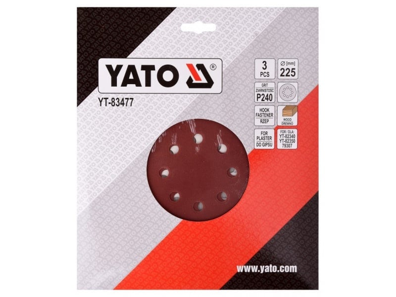 YATO Disc de fixare Velcro 225 mm / P240 (3 buc) - 1 | YEO