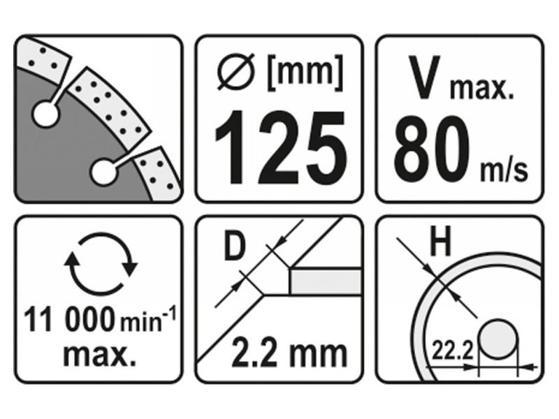 YATO Disc de tăiere diamantat 125 x 2,2 x 8,0 x 22,2 mm segmentat - 2 | YEO