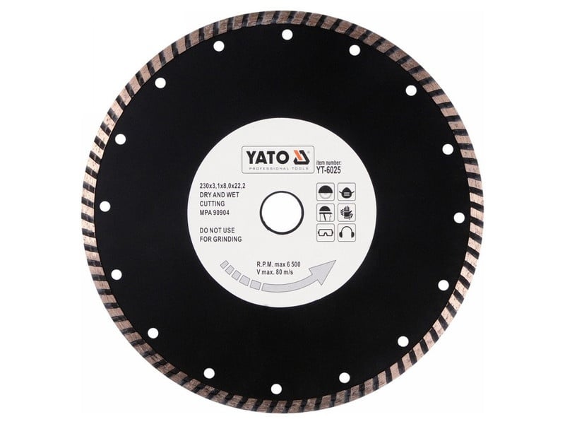 YATO Disc de tăiere diamantat 230 x 3,1 x 8,0 x 22,2 mm turbo