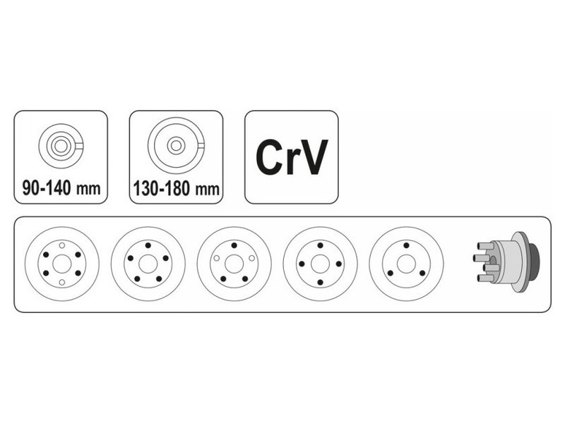 YATO Extractor pentru discuri și tamburi de frână 90-140 mm, 130-180 mm CrV