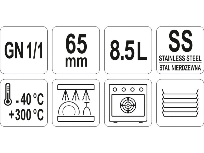 YATO GASTRO Inserție inox 65 mm GN 1/1