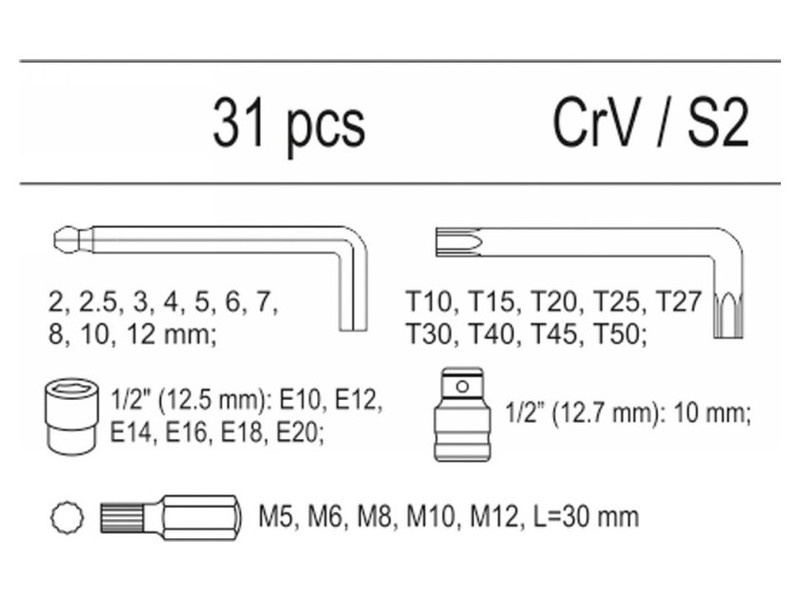 YATO Imbus set 31 piese (căptușeală sertar)