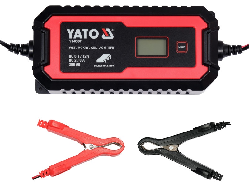YATO Încărcător de baterii 6/12 V 2/8 A max 200 Ah Afișaj LCD