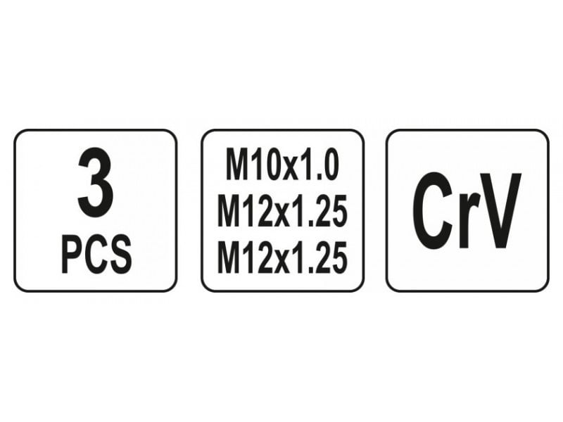 YATO Kit de reparare și curățare a filetului bujiei 3 piese M10-M12 CrV