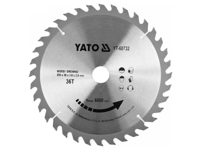 YATO Lamă de ferăstrău pentru lemn 255 x 30 x 2,0 mm / 36T