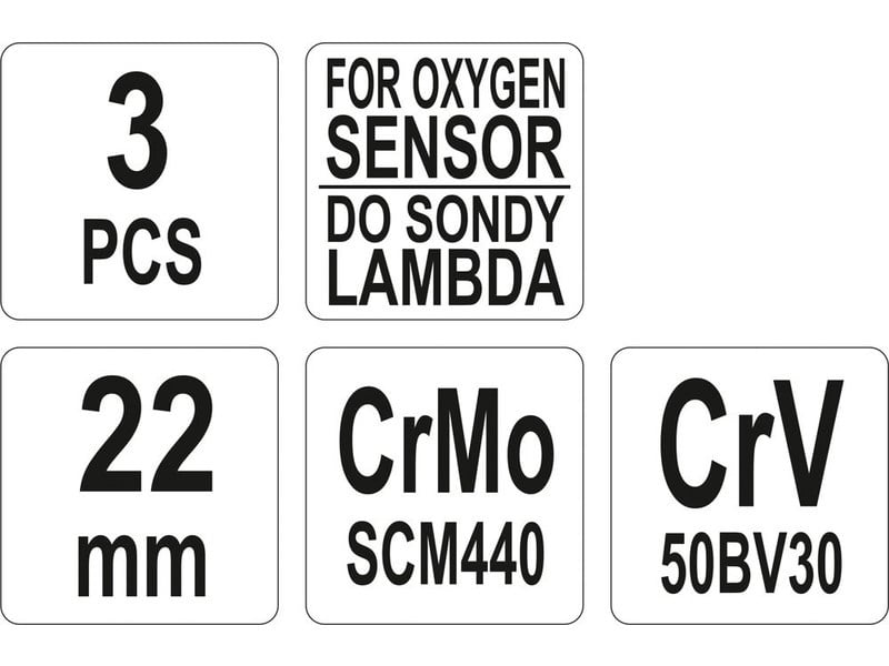 YATO Set de chei pentru sonda Lambda 3 piese 22 mm CrMo - 2 | YEO