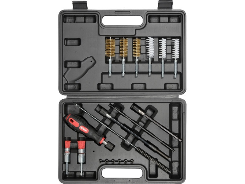 YATO Set de curățare a supapei de injecție 19 bucăți 1/4" inox, plastic, cupru perii