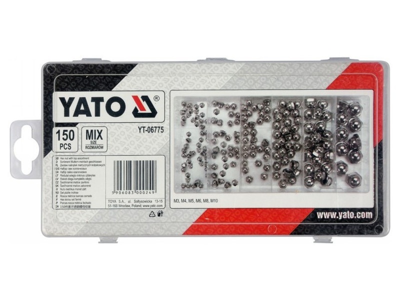 YATO Set de piulițe hexagonale de blocare 150 bucăți M3-M10 - 1 | YEO