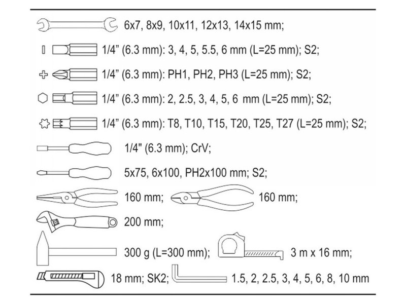 YATO Set de scule 44 piese 1/4" CrV