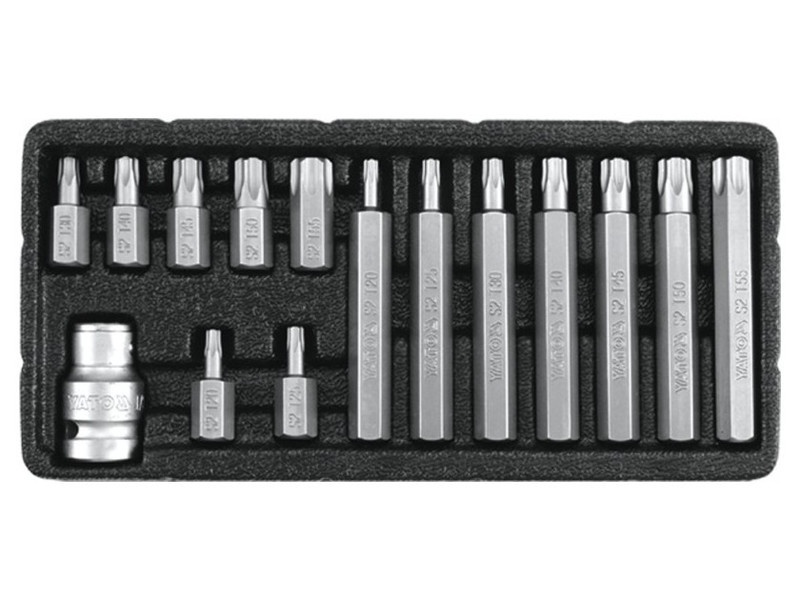 YATO Set Torx 15 piese T20-T55 L=30 mm, L=75 mm 1/2"