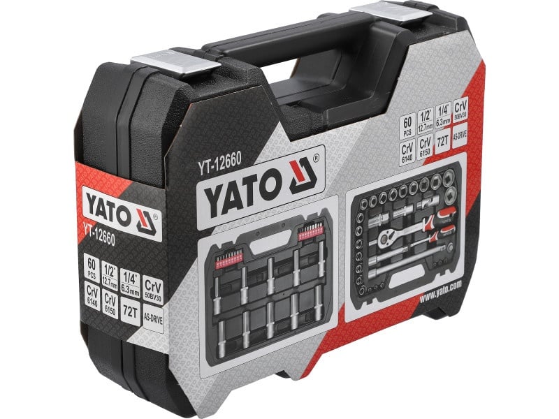 YATO socket set 60 piese 1/2" 1/4" CrV