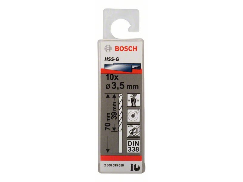 BOSCH Burghie 3,5 x 70/39 mm 135° HSS-G DIN 338 (10 buc) - 1 | YEO