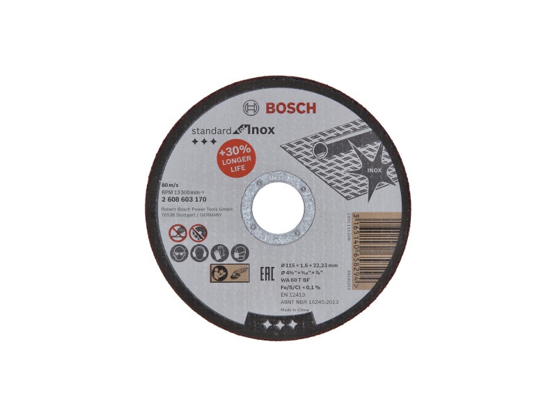 BOSCH Disc de tăiat pentru metal 115 x 1,6 x 22,2 mm drept inox WA 60 T BF