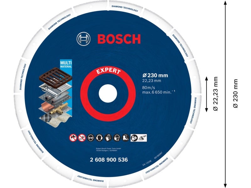 BOSCH EXPERT Disc de tăiere diamantat 230 x 22,2 mm Multi Material - 3 | YEO