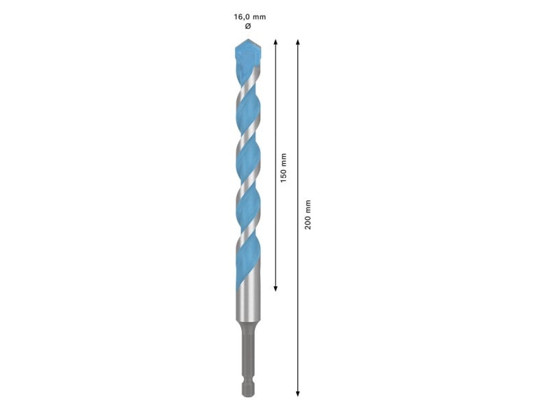 BOSCH EXPERT HEX-9 Burghiu universal 16,0 x 150/200 mm cu prindere burghiu 1/4" - 3 | YEO