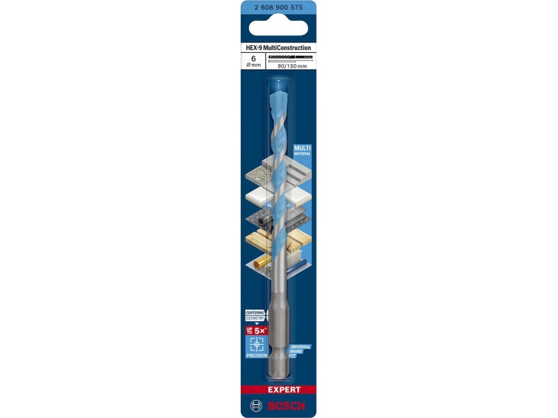 BOSCH EXPERT HEX-9 Burghiu universal 6,0 x 90/150 mm cu prindere burghiu 1/4" - 1 | YEO