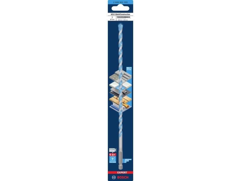 BOSCH EXPERT HEX-9 Burghiu universal 7,0 x 200/250 mm cu prindere burghiu 1/4" - 1 | YEO