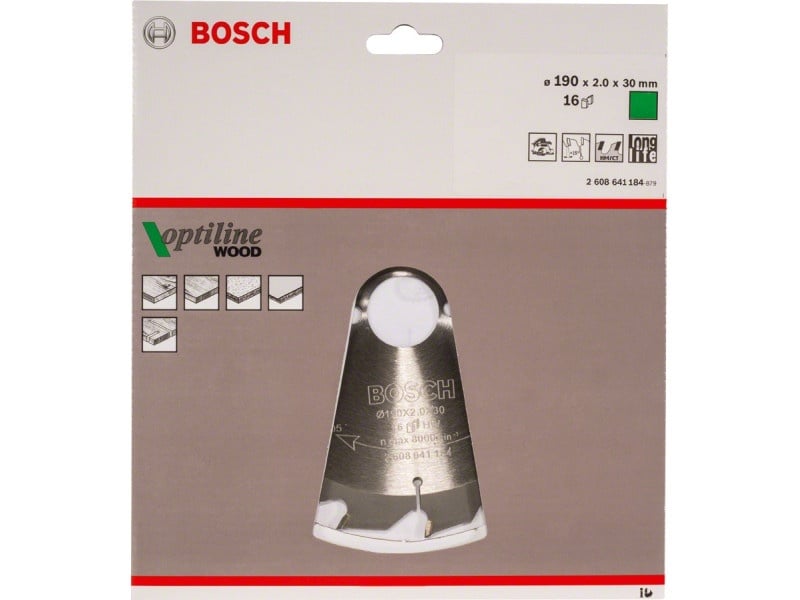 BOSCH Lamă de ferăstrău pentru lemn 190 x 30 x 2,0 mm / 16T Optiline Wood ATB