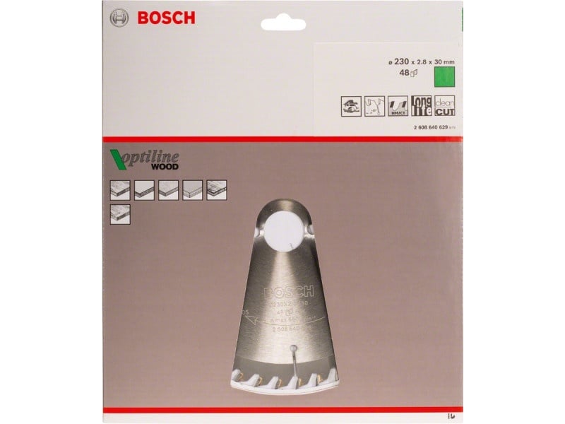 BOSCH Lamă de ferăstrău pentru lemn 230 x 30 x 2,8 mm / 48T Optiline Wood ATB - 1 | YEO