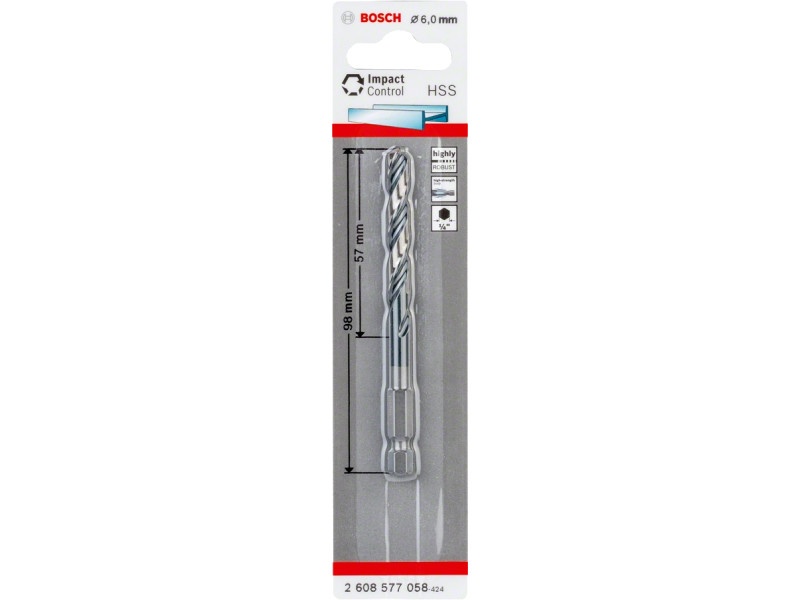 BOSCH Mașină de găurit 6,0 x 98/57 mm Suport de bit HSS