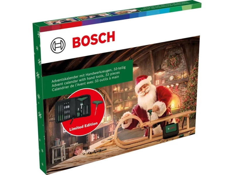 BOSCH Pachet calendar de advent cu trusă de scule din 33 de piese și geantă de depozitare