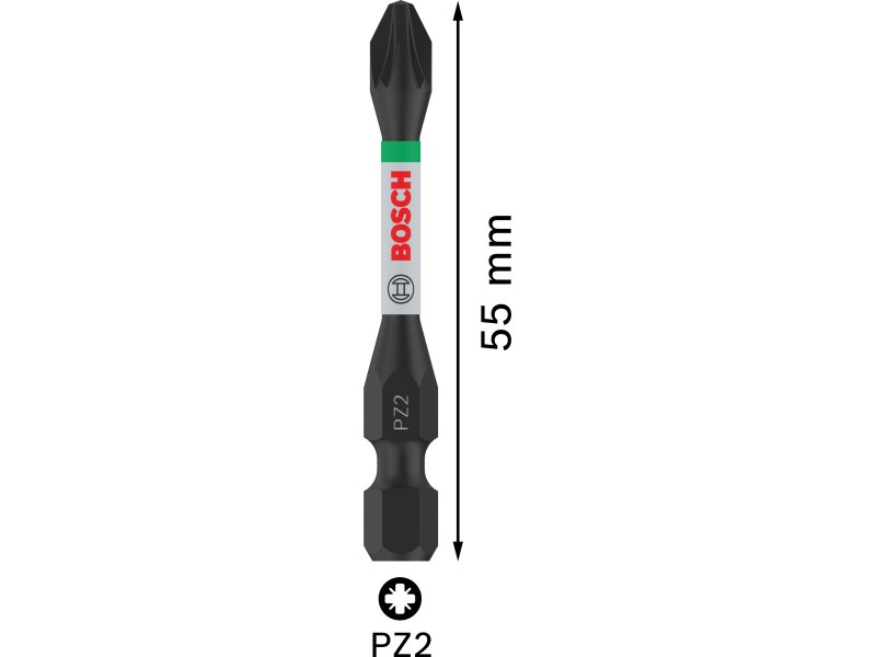 BOSCH PRO Impact bit punct PZ2 x 55 mm 1/4" (2 bucăți) - 2 | YEO