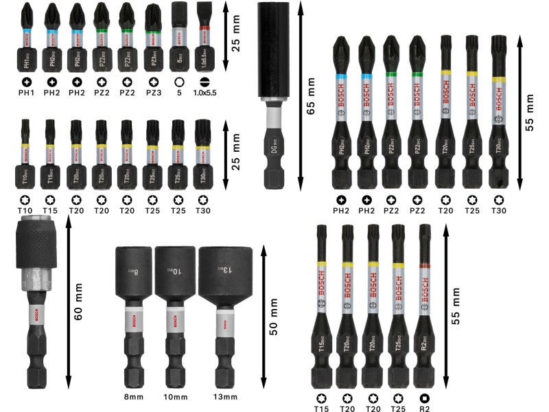 BOSCH PRO Impact bit punct set 33 piese 1/4" Hex - 2 | YEO