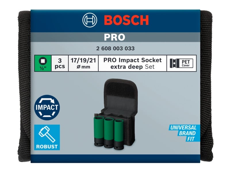 BOSCH PRO Set de prize pentru jante din aluminiu 3 piese 1/2" 17/19/21 mm CrMo - 1 | YEO