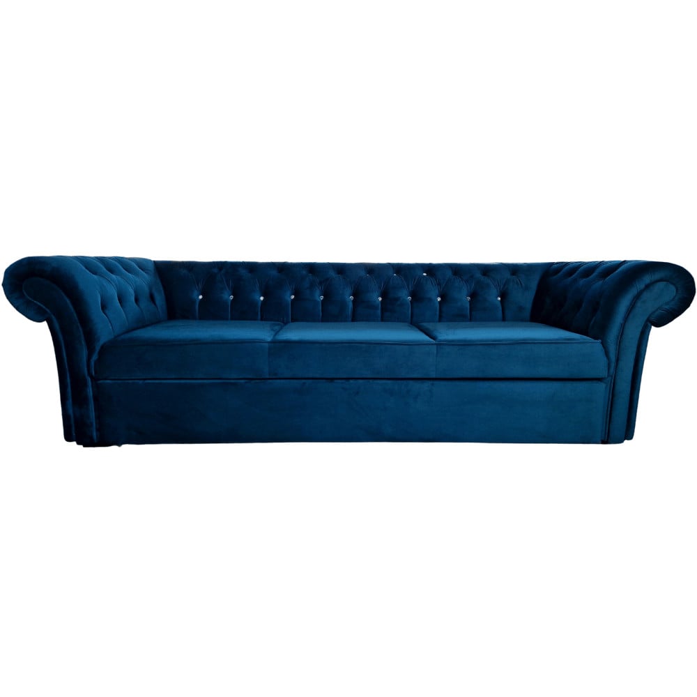 Canapea Extensibila Chesterfield, 250x100x75cm, 3 locuri, Velutto 36 Peacock, Glasspandoor - 1 | YEO