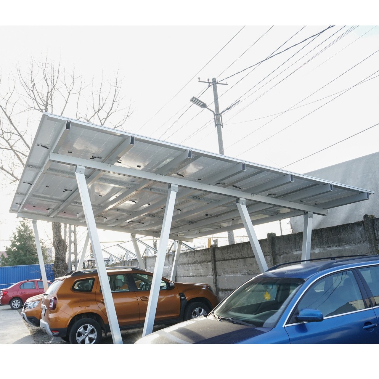 Carport 2 masini din aluminiu cu sistem, structura prinderi panouri solare fotovoltaice 8.25KW,Cod: BK77985, Brand: BRECKNER GERMANY