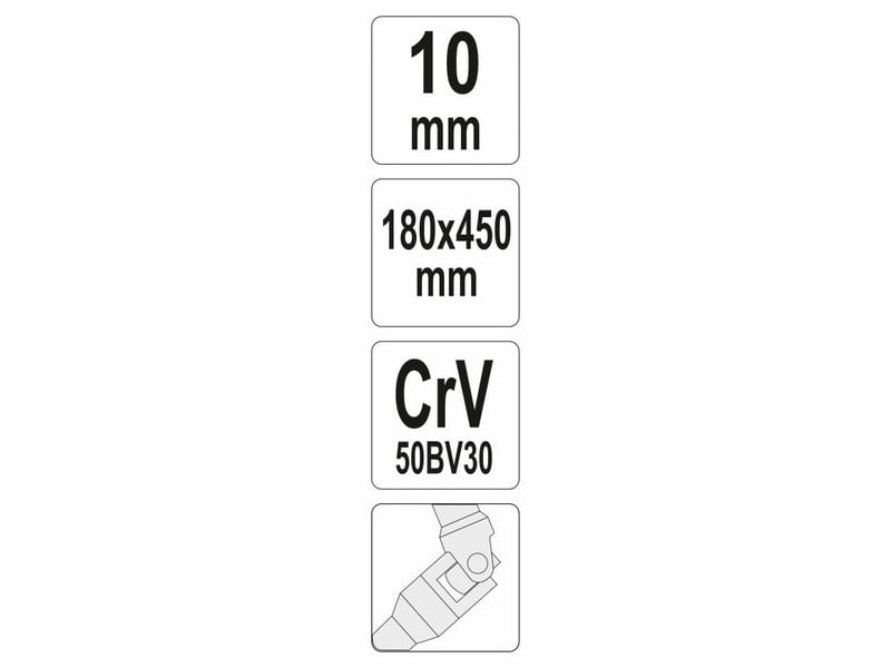 Cheie în T cu balamale YATO 10 mm / 450 mm CrV - 2 | YEO