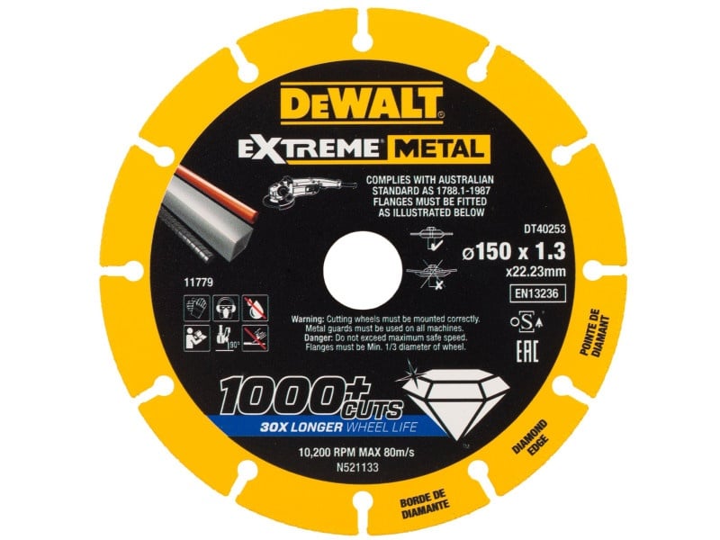 DEWALT EXTREME METAL Disc diamantat de tăiere pentru metal 150 x 1,3 x 22,2 mm (metal/alu/inox)