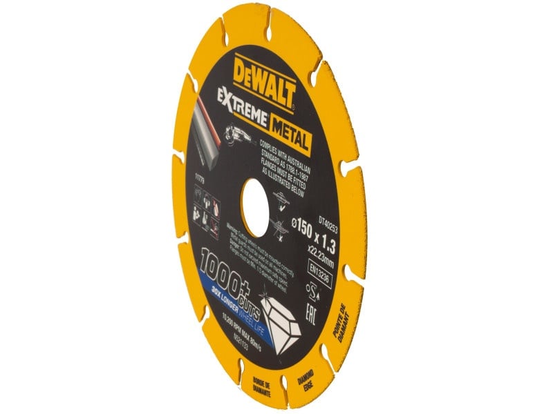 DEWALT EXTREME METAL Disc diamantat de tăiere pentru metal 150 x 1,3 x 22,2 mm (metal/alu/inox) - 1 | YEO