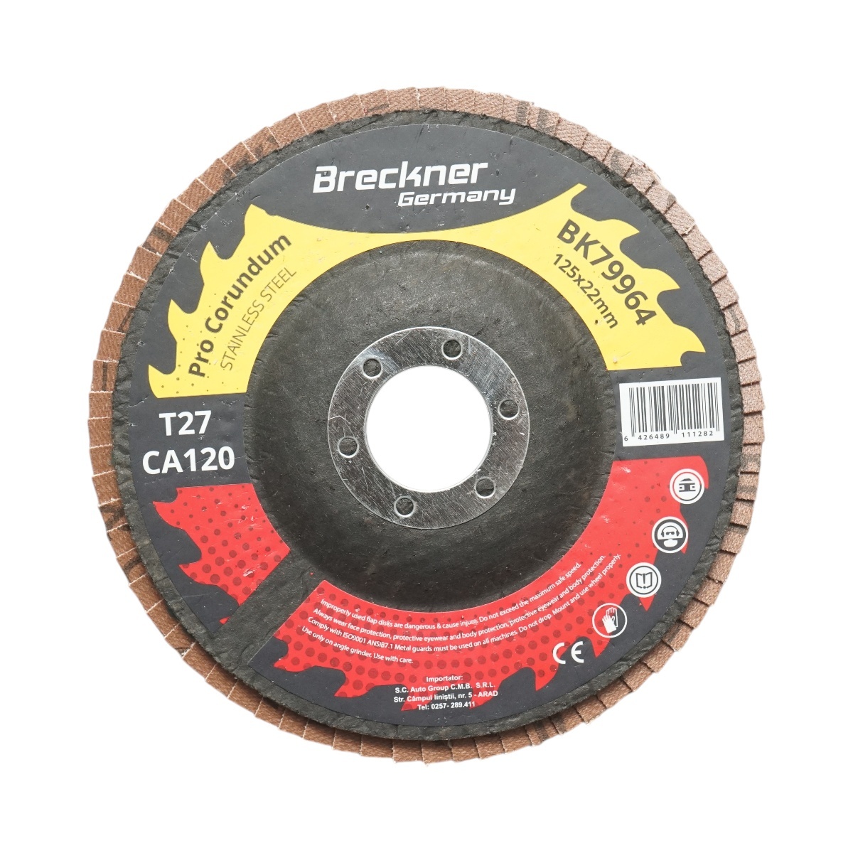 Disc lamelar abraziv corund T27 CA100, 125x22mm pentru slefuire/polizare inox si metal , Cod: BK79963, Breckner Germany