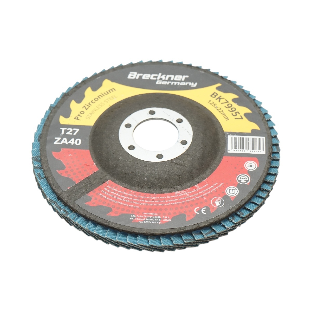 Disc lamelar abraziv cu zirconiu T27 ZA40, 125x22mm pentru slefuire/polizare metal si inox , Cod: BK79957, Breckner Germany - 2 | YEO