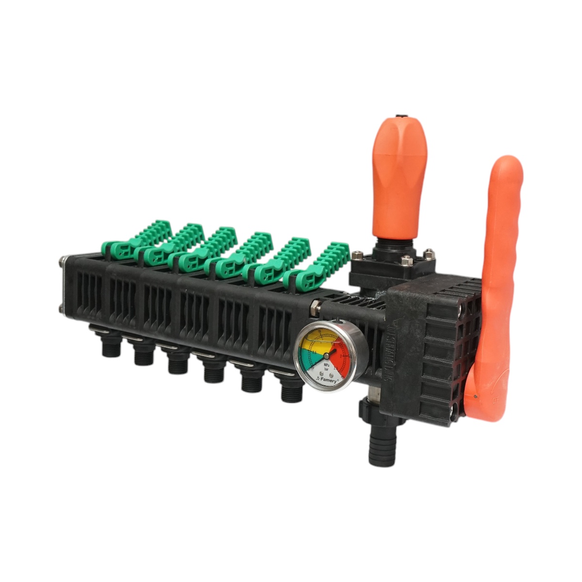 Distribuitor cu 6 cai pentru erbicidator, manometru cu glicerina 25 bar, Cod: DISBX65 - 1 | YEO