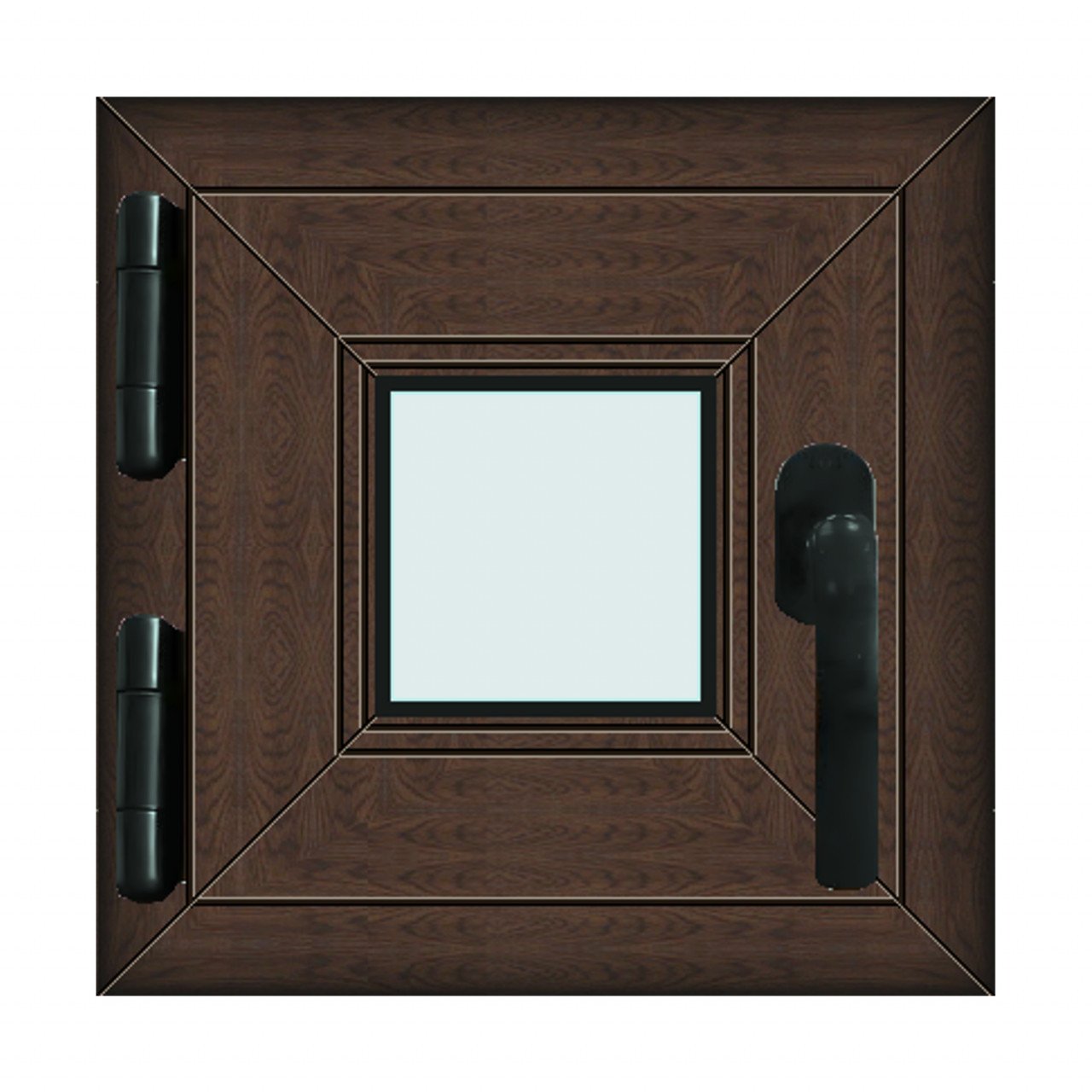 Fereastra 40x40cm, 1 canat, wenge (tabac), stanga, Klass, 7cm, 6 camere, 2 garnituri