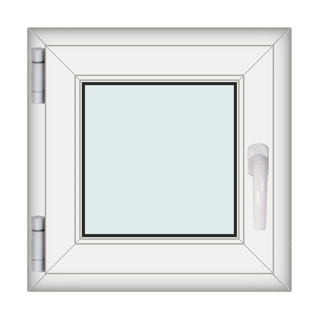 Fereastra 60x60cm, 1 canat, alb, stanga si rabatare, Eurotech, 8.1cm, 6 camere, 3 garnituri