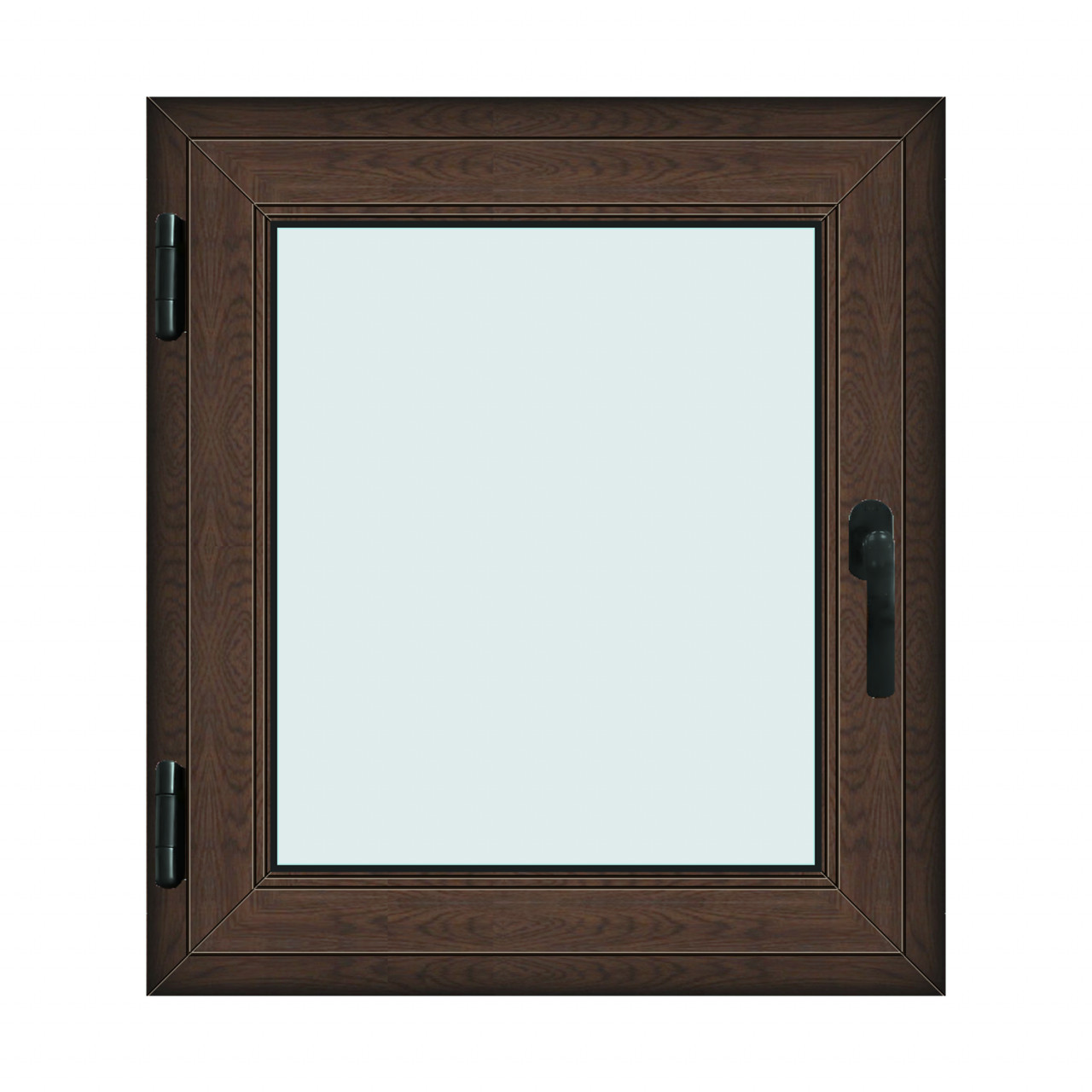 Fereastra 80x90cm, 1 canat, wenge (tabac), stanga si rabatare, Klass, 7cm, 6 camere, 2 garnituri