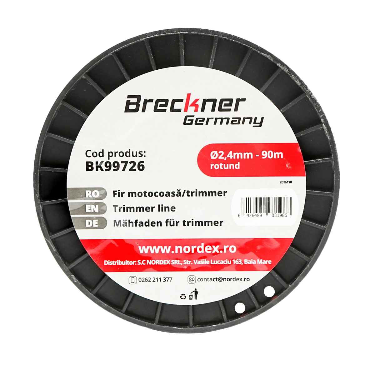 Fir rotund pentru motocoasa, 2.4 mm x 90 m, Cod: BK99726, Brand: BRECKNER GERMANY