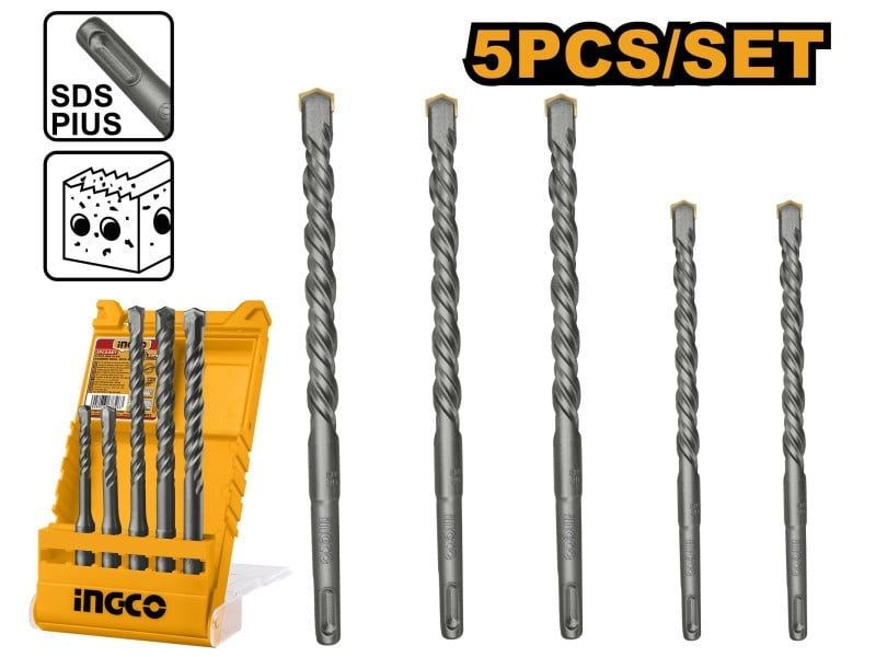 INGCO Set de burghie pentru roci 5 piese 6-12 mm SDS-Plus