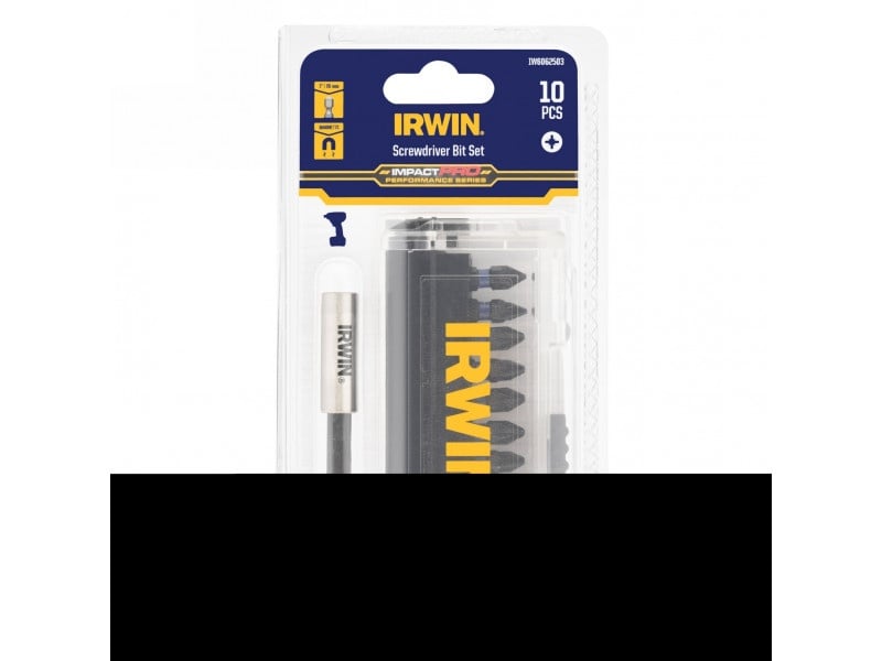 IRWIN Impact Pro set vârfuri de biți 10 bucăți 25 mm (2 x PZ1, 5 x PZ2, 3 x PZ3) + suport vârfuri de biți