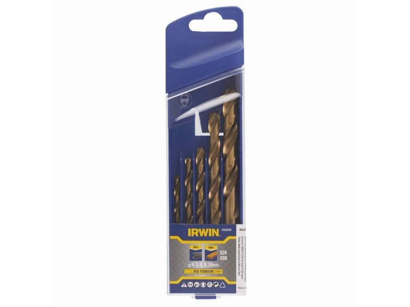 IRWIN Set burghie 5 piese HSS TiN cilindric (4-5-6-8-10 mm) - 1 | YEO