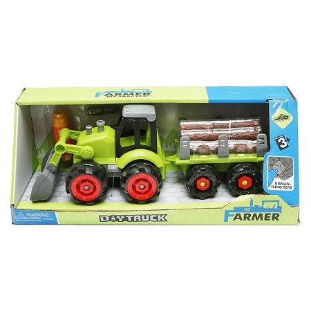 Jucarie tip Montessori, tractor cu remorca pentru copii +3 ani, Cod: DISLW87