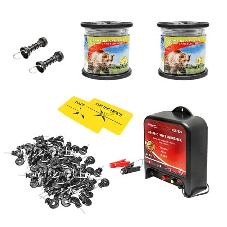 Kit complet gard electric 12V 3.5 Joule, lungime sarma 1000m 200 izolatori si placute avertizare, Cod: BK87572, Brand: BRECKNER GERMANY